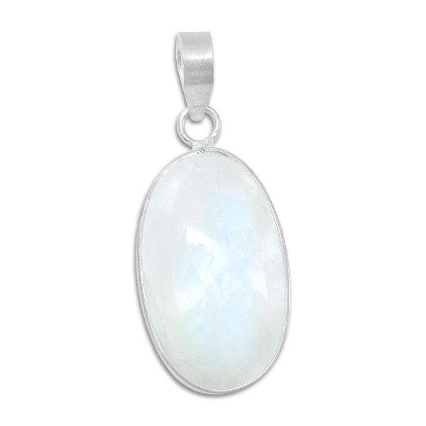 Mondsteinanhänger weißlich-durchsichtig mit Blauschimmer 925 Silber