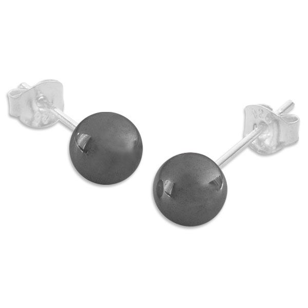 Hämatit Ohrstecker Blutstein mit 6 mm Kugel