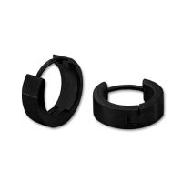 : Creolen schwarz glänzend Edelstahl Damen Herren : Creolen schwarz glänzend Edelstahl Damen Herren