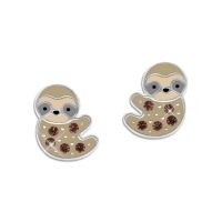 Faultier Ohrringe mit braunen Kristallen 925 Silber Ohrstecker Kinder Faultier Ohrringe mit braunen Kristallen 925 Silber Ohrstecker Kinder