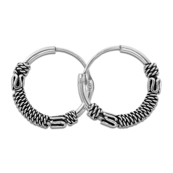 Gothic Creolen 14 mm Bali Schmuck 925 Silber