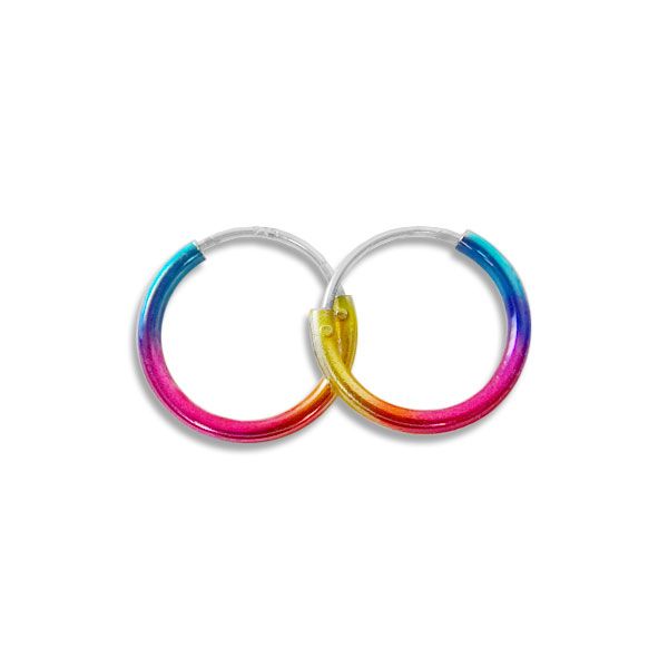 Regenbogen Creolen 12 mm 925 Silber bunte Kinder Ohrringe