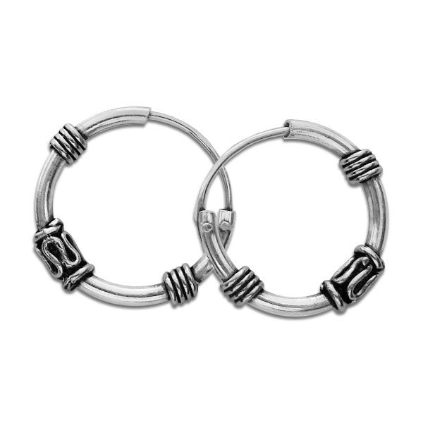 Gothic Creolen 925 Silber 14 x 2,5 mm Bali Gothicschmuck Ohrringe