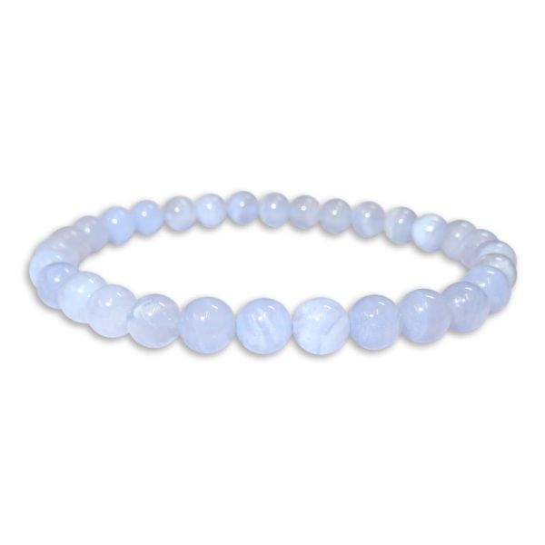 Chalcedon Kugel Armband gebändert 6 mm 19 cm Edelsteinarmband hellblau