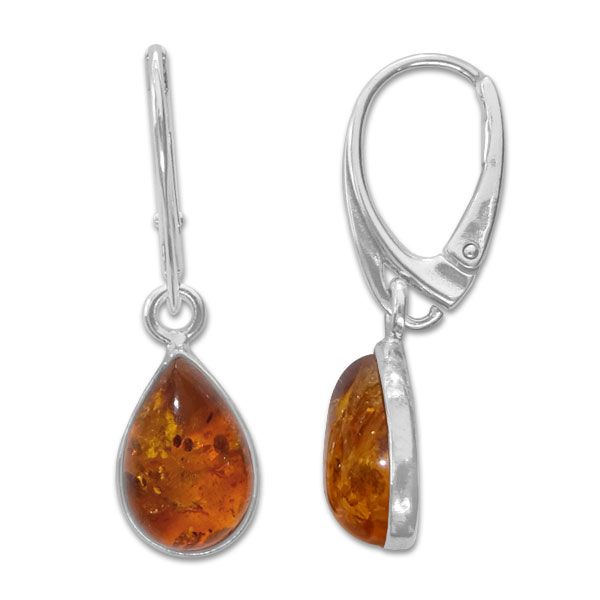 Bernstein Ohrringe Tropfen Klapp-Brisur 925 Silber Damen Ohrhänger