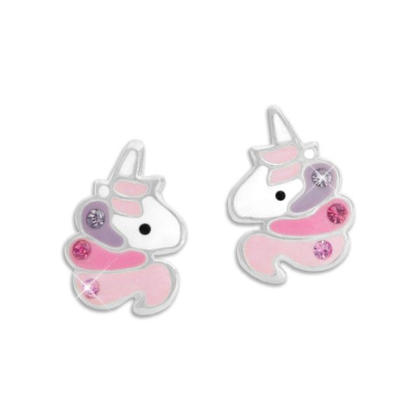 Einhorn Ohrstecker Fairy Floss Strass 925 Silber Mädchen Ohrringe