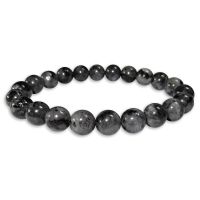 Kugelarmband Larvikit 8 mm 19 cm Armband grau-schwarze Schimmer Kugeln Kugelarmband Larvikit 8 mm 19 cm Armband grau-schwarze Schimmer Kugeln