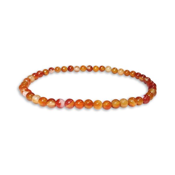 Kleines Kugel-Armband Karneol mehrfarbig 4 mm 19 cm orange rot