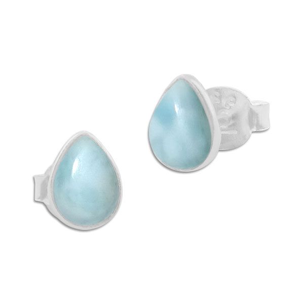 Larimar Ohrstecker Tropfen 925 Silber Edelstein Ohrringe