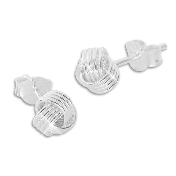 Knoten Design Ohrstecker glänzend 925 Silber Ohrringe für Damen