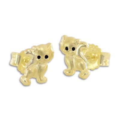 Kätzchen Ohrstecker 333 Gold Katzen Ohrringe für Kinder