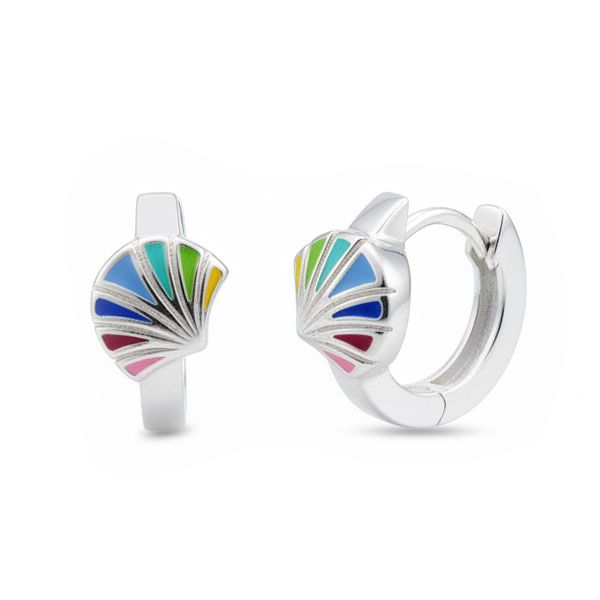 Creolen mit bunten Muscheln 925 Silber