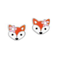 Ohrstecker Fuchs Mädchen mit Blume 925 Silber Ohrringe Kinder Ohrstecker Fuchs Mädchen mit Blume 925 Silber Ohrringe Kinder