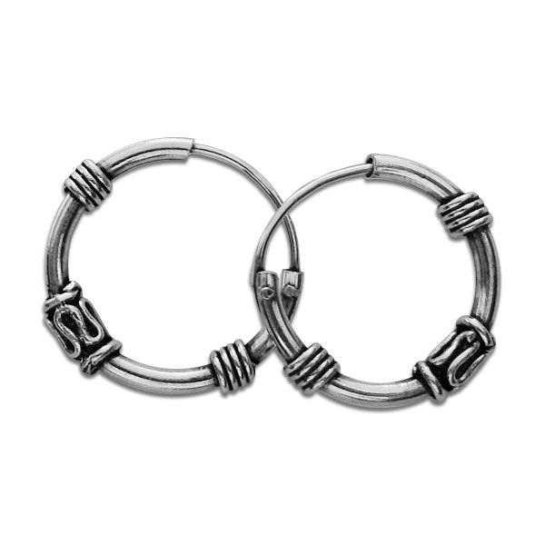 Gothic Creolen 925 Silber 14 x 2,5 mm Bali Gothicschmuck Ohrringe