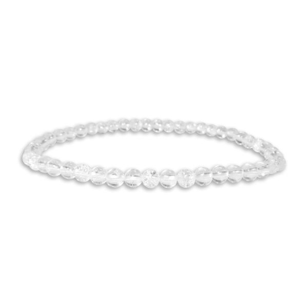 Kleines Kugel-Armband Bergkristall geblitzt 4 mm 20,5 cm Herren Damen