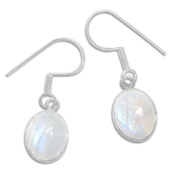 Regenbogen Mondstein Ohrhänger 30 x 11 mm 925 Silber