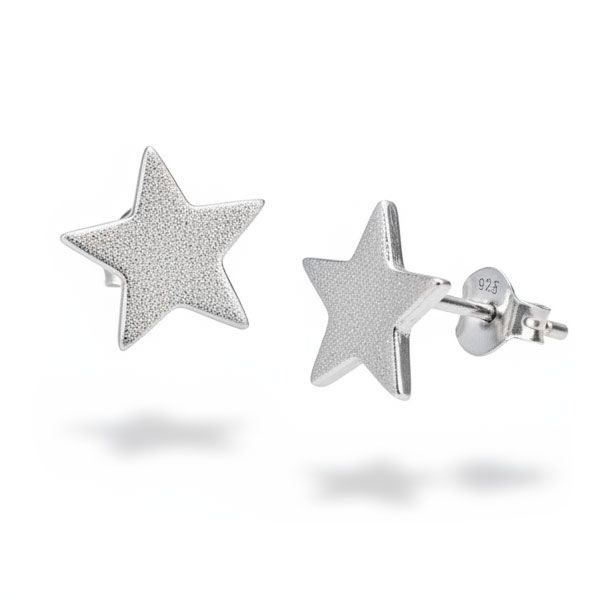 Große Ohrstecker Stern eismatt 925 Silber