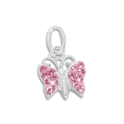 Anhänger Schmetterling mit rosa Strass Steinen 925 Silber Kettenanhänger für Mädchen