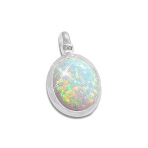 Opal Anhänger oval 925 Silber Opalschmuck