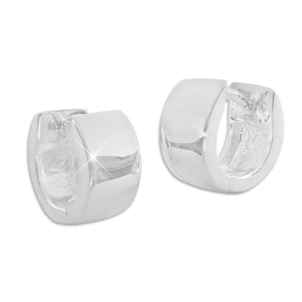 Breite kleine Creolen glänzend 11 x 5,5 mm 925 Silber Klapp-Creolen
