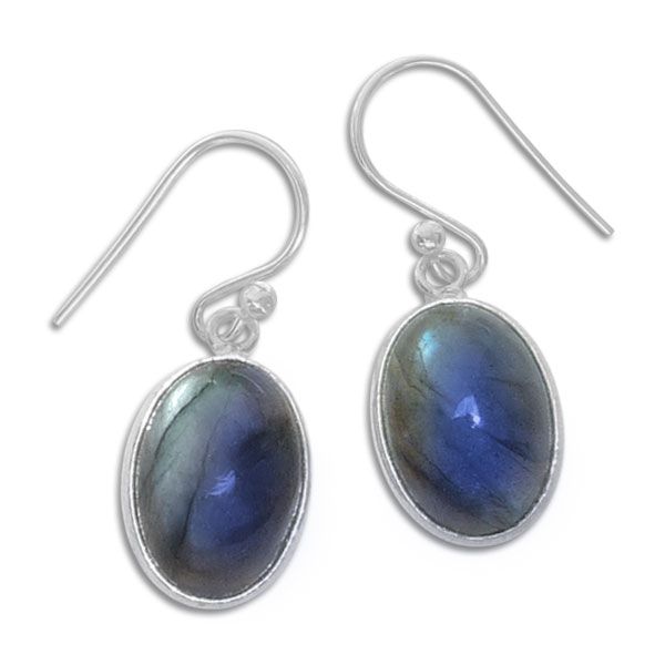 Labradorit Ohrringe oval 14 x 10 mm 925 Silber