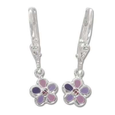 Kinder Ohrringe Blumen lila 925 Silber