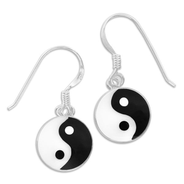 Yin Yang Ohrringe Ohrhänger 12 mm 925 Silber