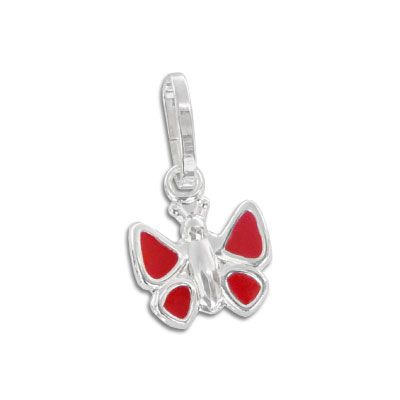 Kinderanhänger mit Schmetterling rot 925 Silber