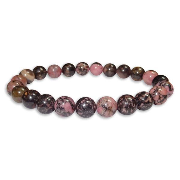 Kugelarmband Rhodonit dunkel 8 mm 19,5 cm Edelsteinarmband