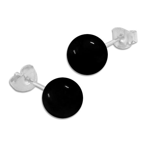 Onyx Ohrstecker 8 mm 925 Silber Ohrringe