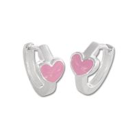 Herz Creolen für Kinder rosa 925 Silber Mädchen Ohrringe Herz Creolen für Kinder rosa 925 Silber Mädchen Ohrringe