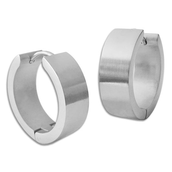 Große breite Edelstahl Creolen mattiert 20 x 7 mm Klapp-Creolen Herren