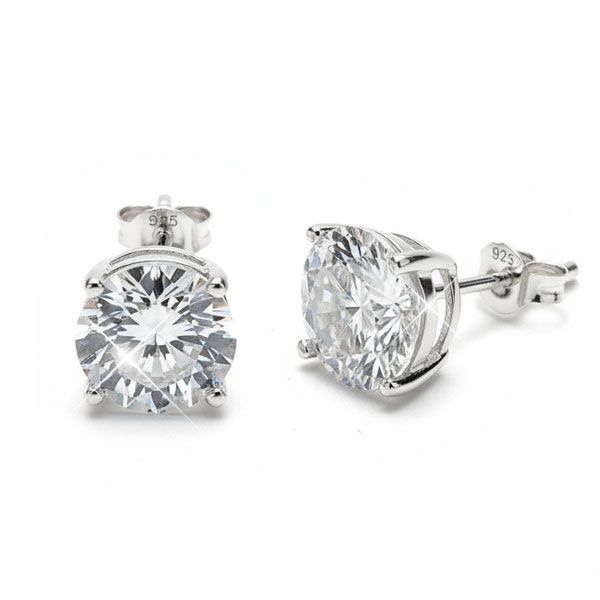 Ohrstecker mit facettierten Zirkonia weiß 9 mm 925 Silber