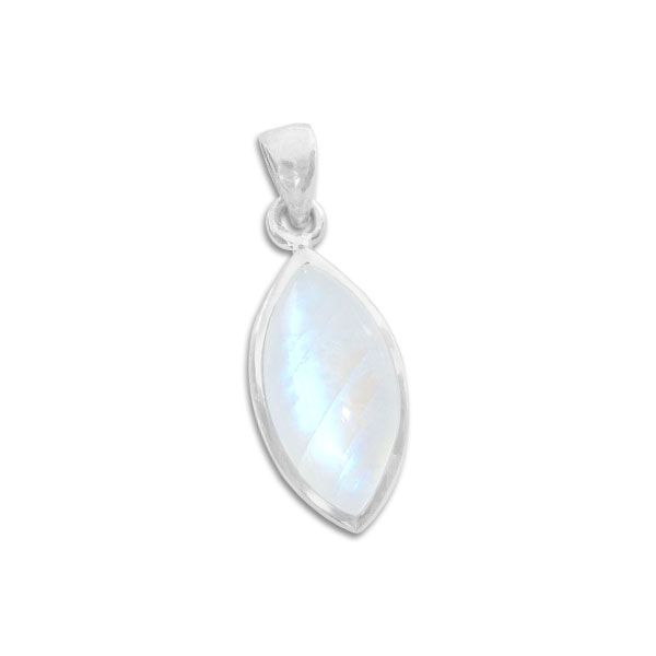 Mondstein Anhänger Navette 20 x 11 mm 925 Silber