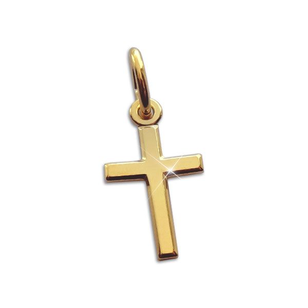 Vergoldeter Anhänger kleines Kreuz 925 Silber Taufkreuz Geschenk Taufe