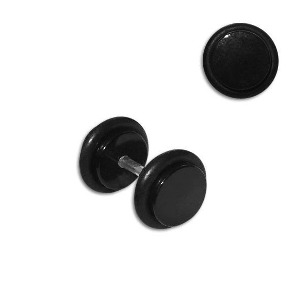 Fake Plug schwarz 8 mm Edelstahl Kunststoff Gummi 1 Stück