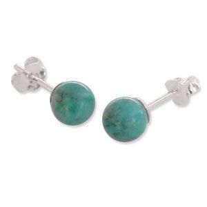 Türkis Ohrstecker Ohrringe 6 mm 925 Silber Edelsteinschmuck