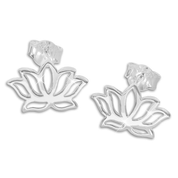 Ohrstecker Lotusblume glänzend 925 Silber Ohrringe mit Lotusblüte