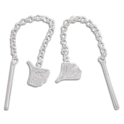 Ohrringe zum Durchziehen, Ginkgoblatt, 925 Silber, Silber, Ginkgoblätter, Durchzieher, Shop