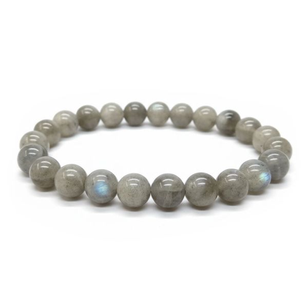 Kugelarmband Labradorit hellgrau 8 mm 19,5 cm