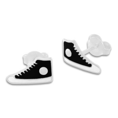 Sneaker Ohrstecker schwarz lackiert 925 Silber