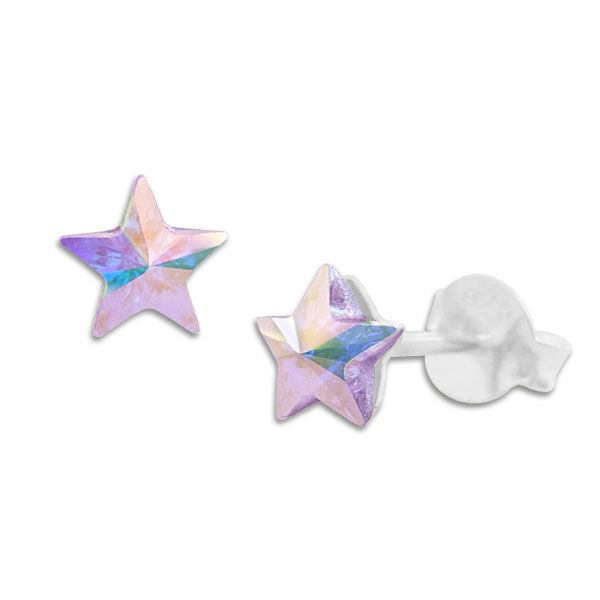 Ohrstecker Regenbogen Sterne lila 925 Silber Ohrringe