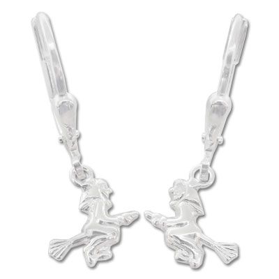 Ohrhänger fliegende Hexe 925 Silber Ohrringe mit Hexen