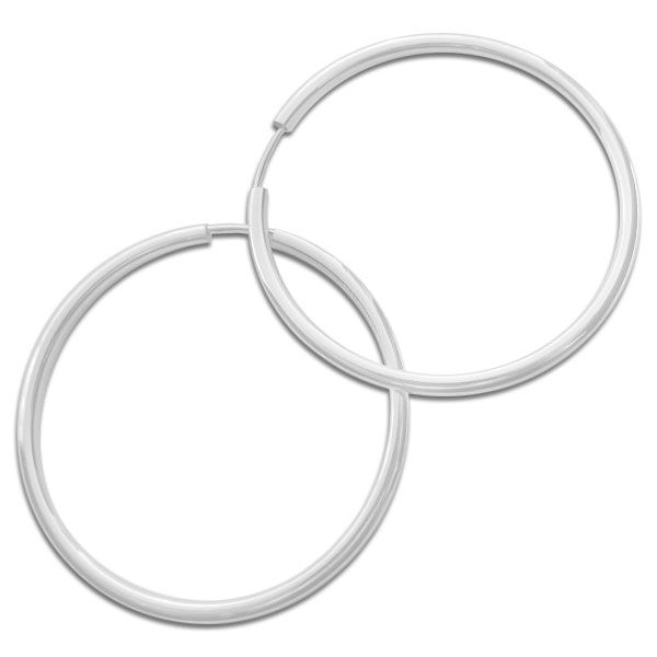 Creolen 50 x 2,5 mm 925 Silber große Rohrcreolen für Damen ⌀ 50 mm