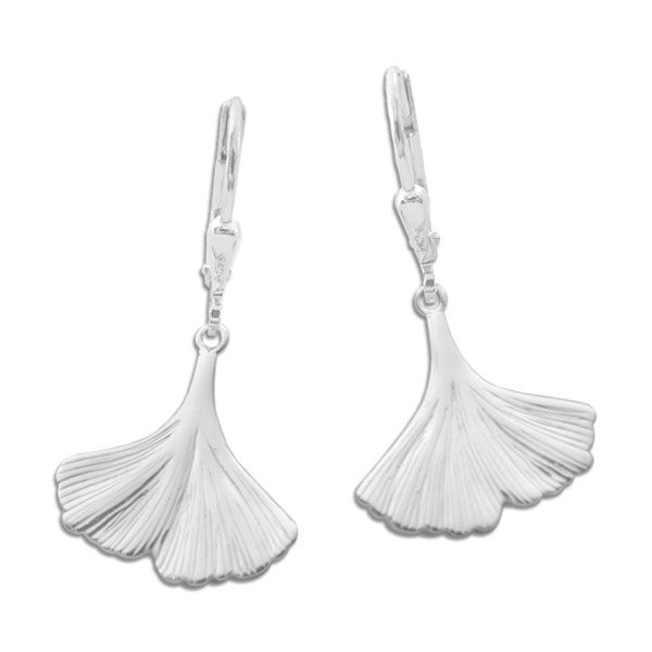 Ginkgo Blatt Ohrringe 925 Silber Ohrhaken Ginkgo-Blätter Schmuck Shop