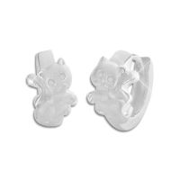 Creolen mit Kätzchen 925 Silber B-Ware Kinder Ohrringe Katzen Creolen mit Kätzchen 925 Silber B-Ware Kinder Ohrringe Katzen