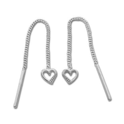 Silberschmuck Durchzieh Ohrringe Herz 925 Silber