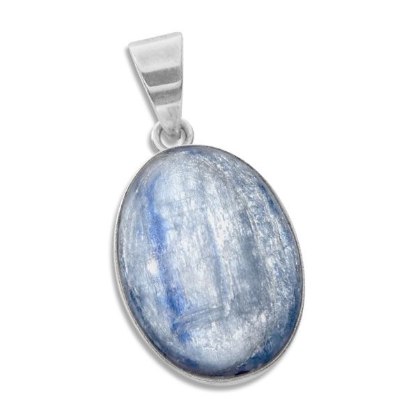 Ovaler Kyanit Anhänger groß 925 Silber blauer Edelstein