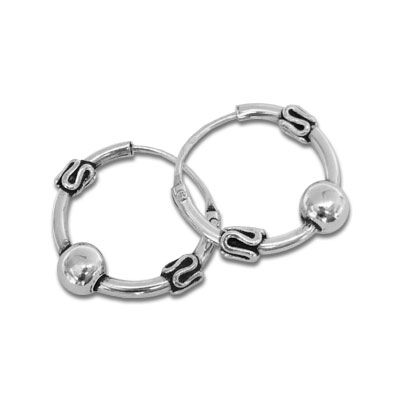Gothic Schmuck Creolen mit Kugel 925 Silber 12 mm