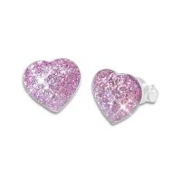 Glitzer Ohrstecker mit Herzen lila violett 925 Silber Glitzer Ohrstecker mit Herzen lila violett 925 Silber